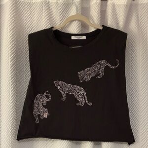Project Social T Black T-Shirt With Cheetahs